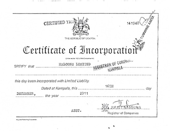 certificate of incorporation